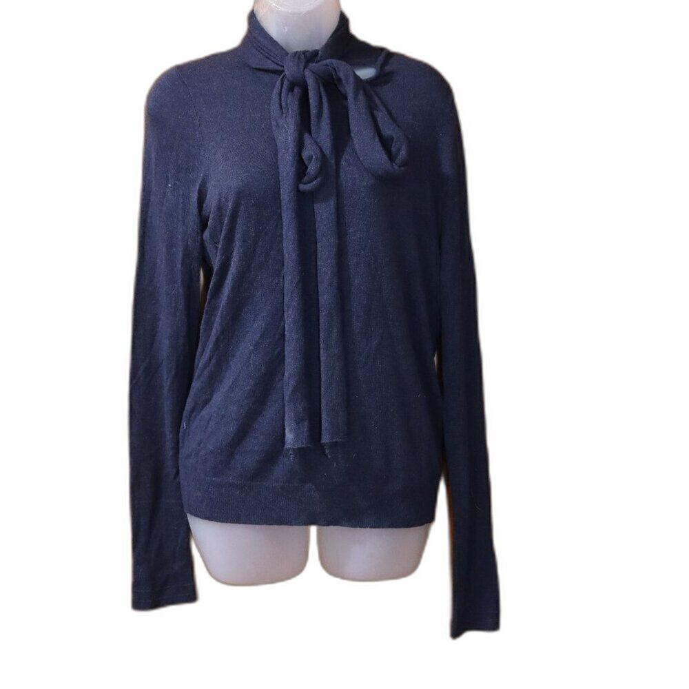 Marc by Marc Jacobs Blue Gray Silk Cashmere Knit Top with Neck Tie Large